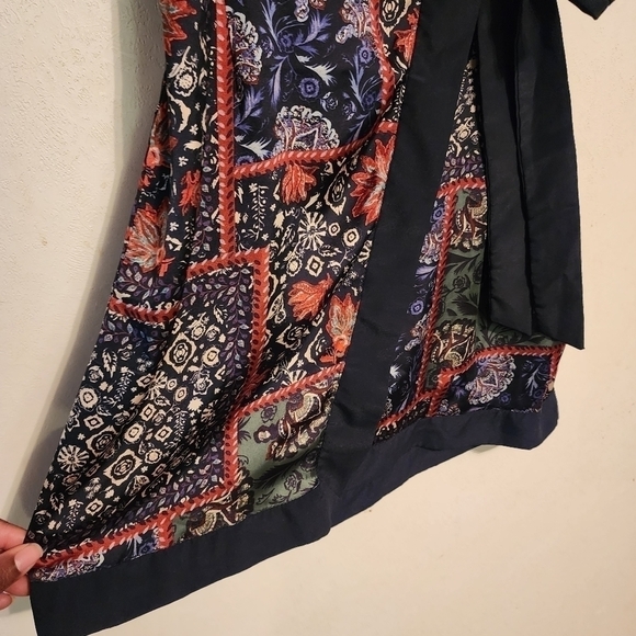 ZARA Multicolor Printed Wrap Effect Dress With Bow Size S - Picture 8 of 13